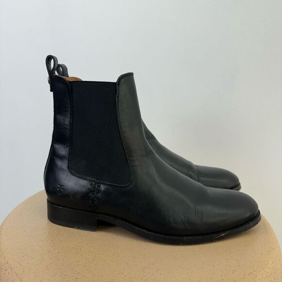 Frye Women’s Melissa Black Leather Chelsea Boot Whipstitch Elastic Gore Detail - Picture 16 of 16